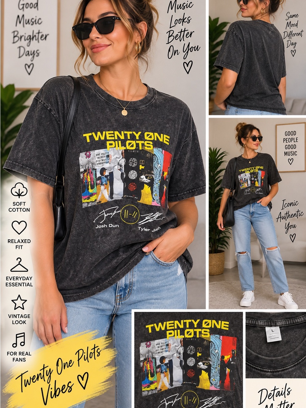 Black Vintage like, Twenty One Pilots Graphic Tee NWOT